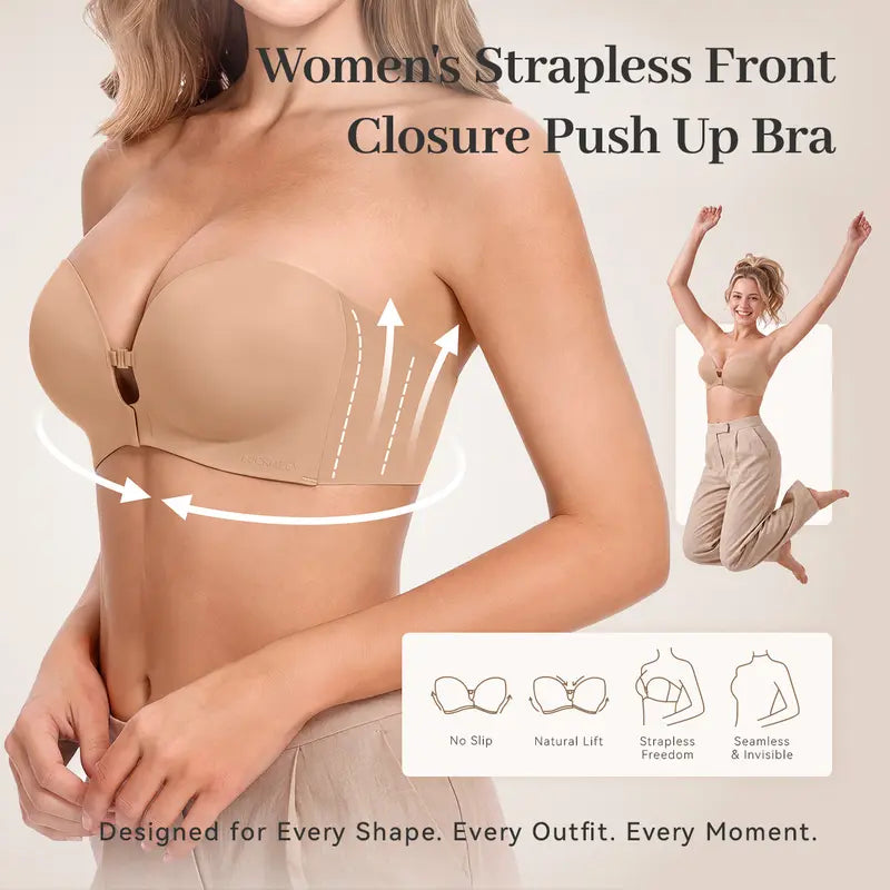 Womens Strapless Front Closure Bra