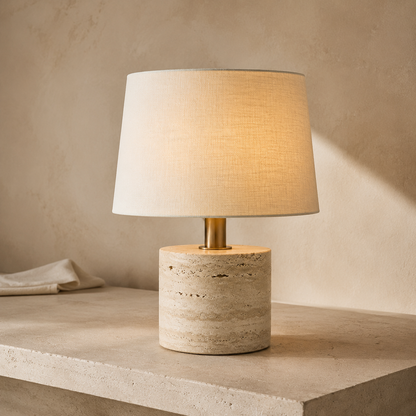 Florivessa® Terra Travertine & Linen Table Lamp