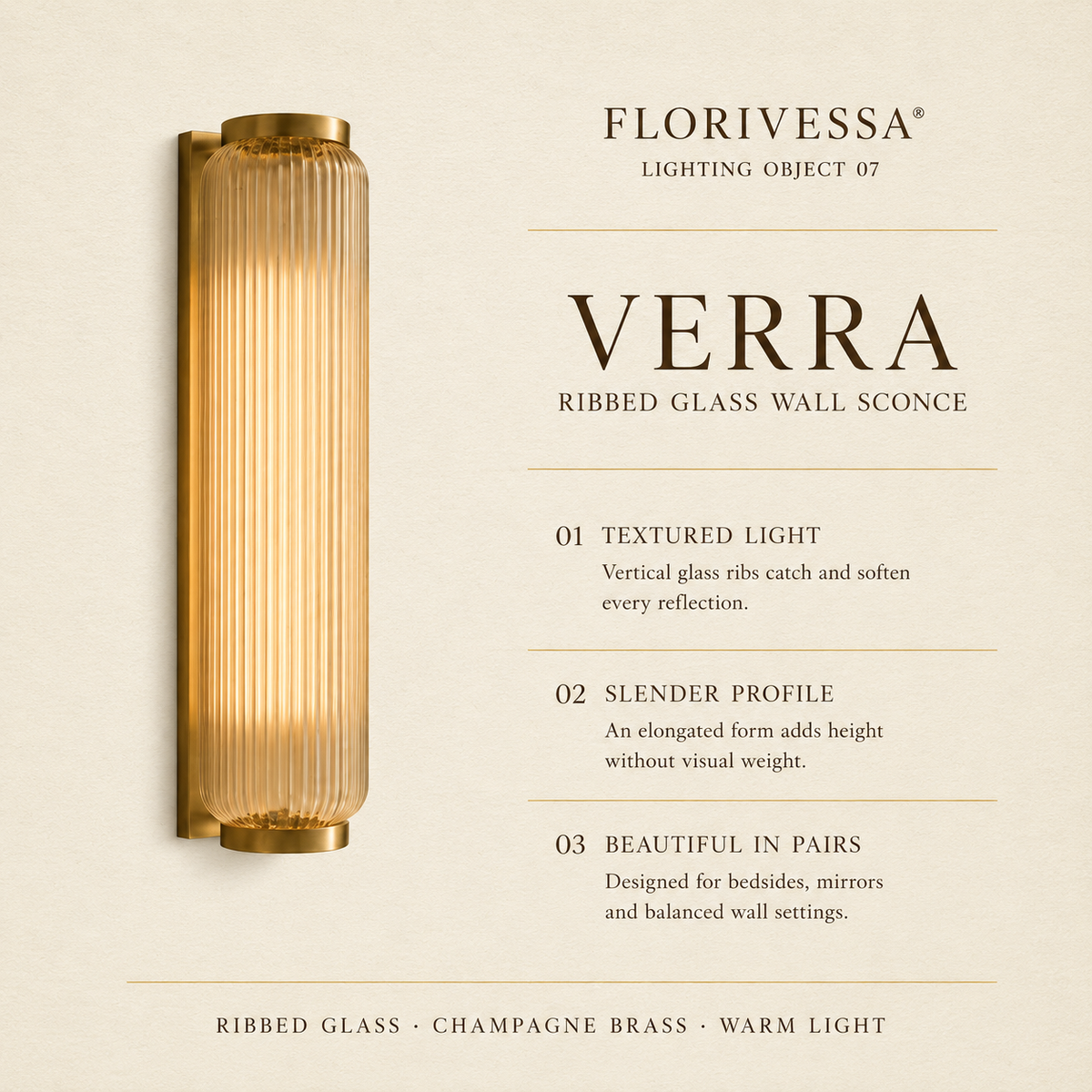 Florivessa® Verra Ribbed Glass Wall Sconce