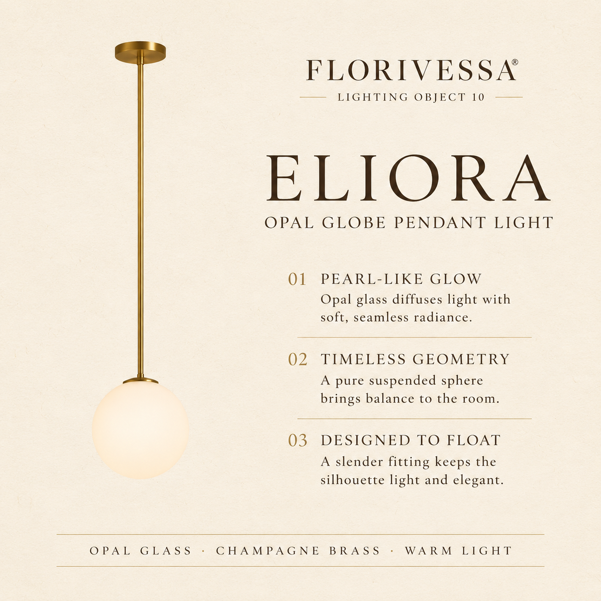 Florivessa® Eliora Opal Globe Pendant Light