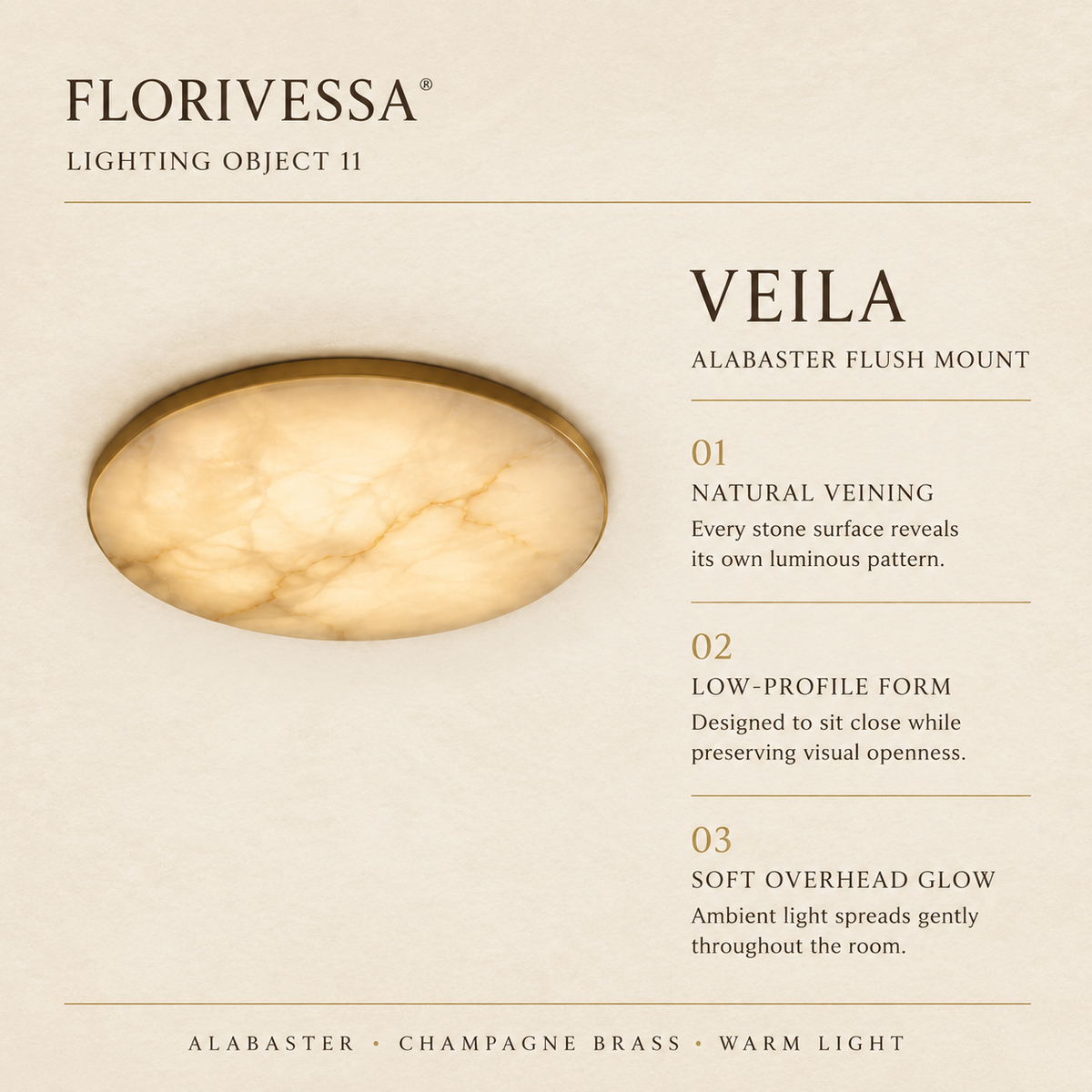 Florivessa® Veila Alabaster Flush Mount Ceiling Light